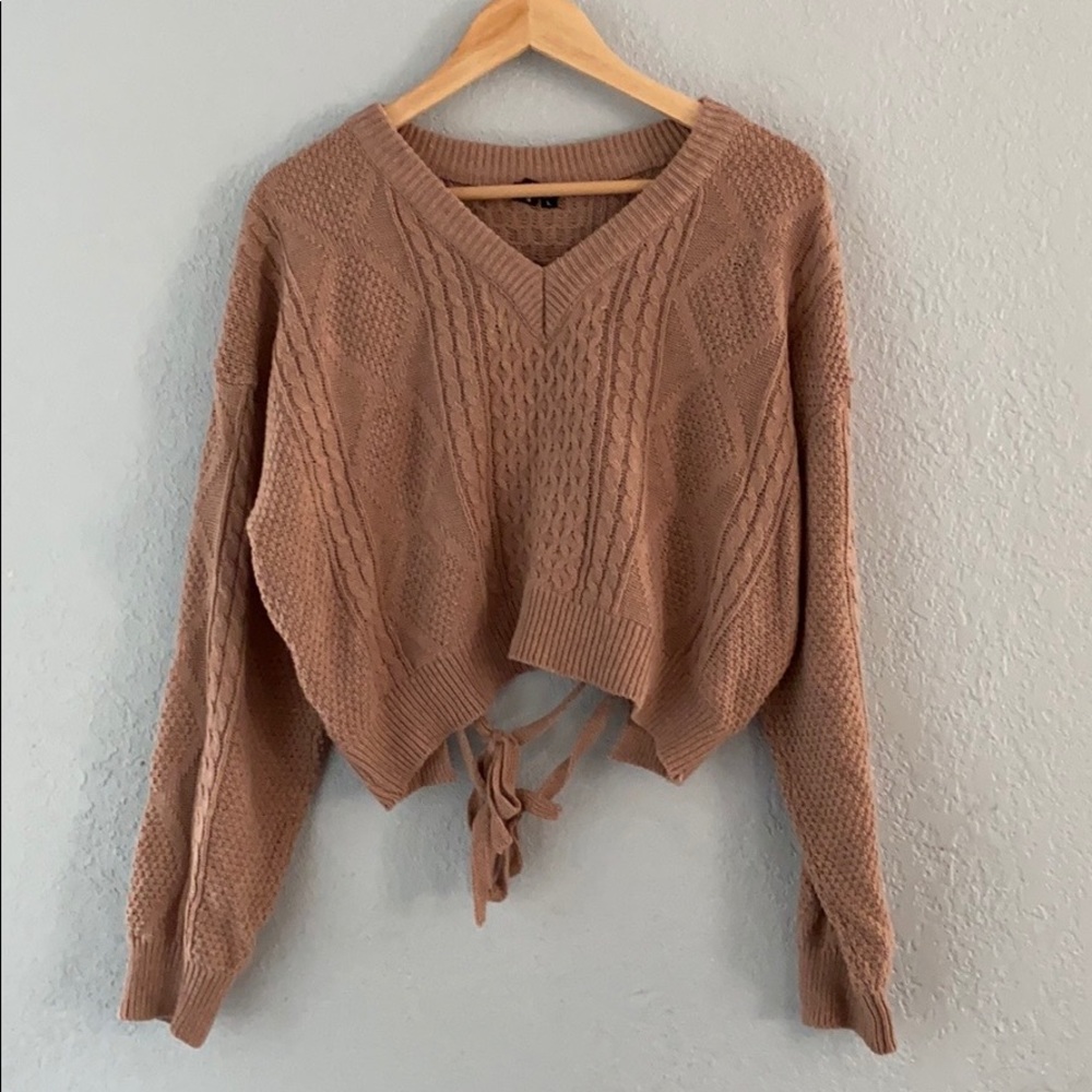 tie back cropped sweater